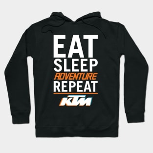 Eat Sleep Adventure Repeat on a KTM Hoodie